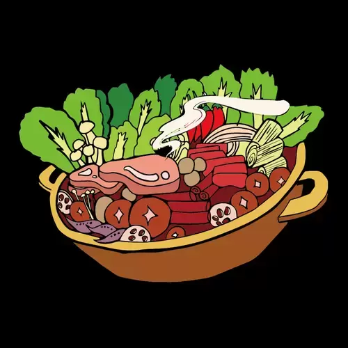 中華美食-火鍋-涮菜插圖素材