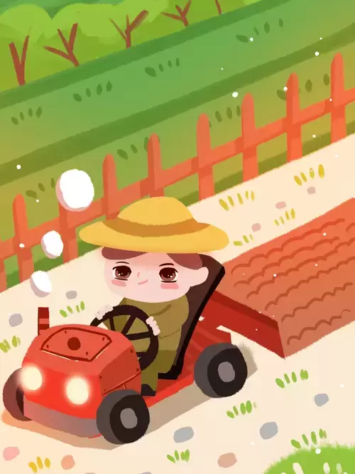 勞動節-翻地的農民伯伯插圖素材