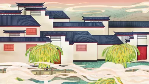中国著名古建筑-皖南古村落插圖素材