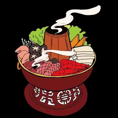 中華美食-火鍋-銅鍋插圖素材
