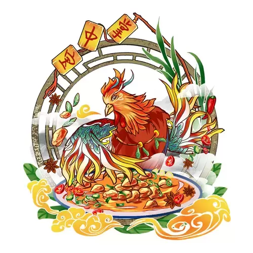 中華美食-掌中寶插圖素材