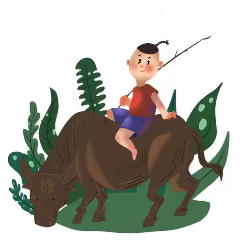 清明節-騎牛的牧童插圖素材