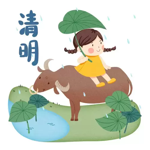 清明節-雨中放牛插圖素材