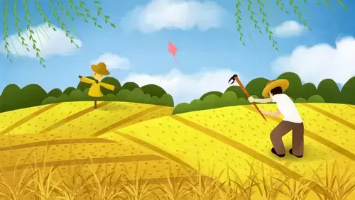 勞動節-鋤地-田間農作的伯伯插圖素材