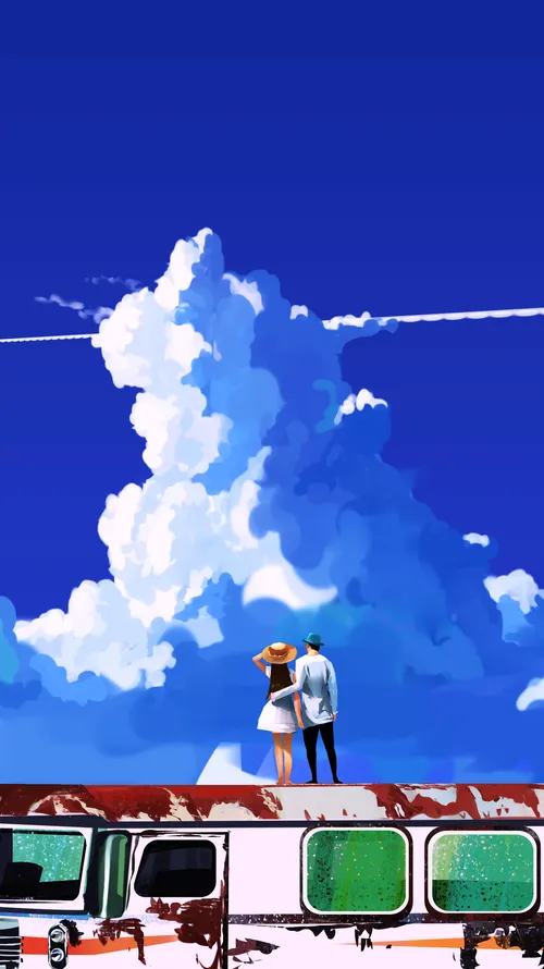 浪漫旅行-藍天白雲4K高清桌布
